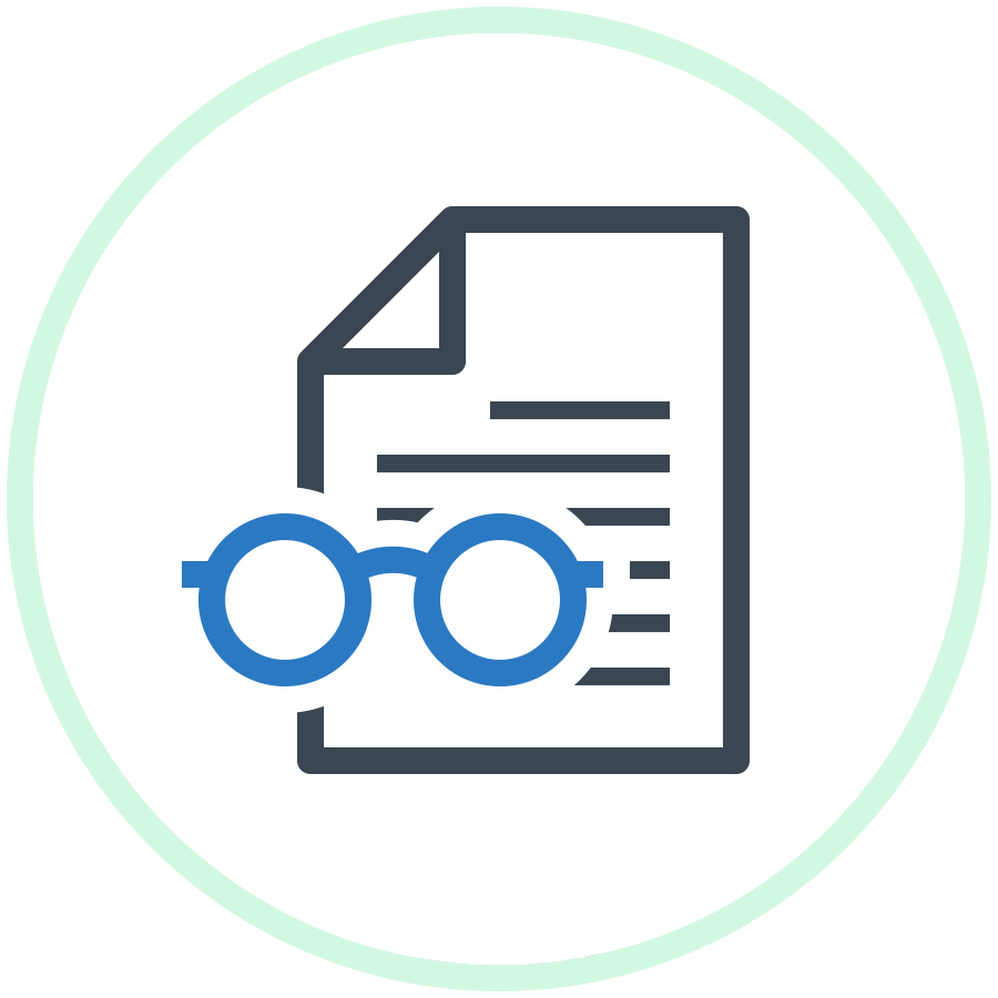 spectacles overlaying document icon
